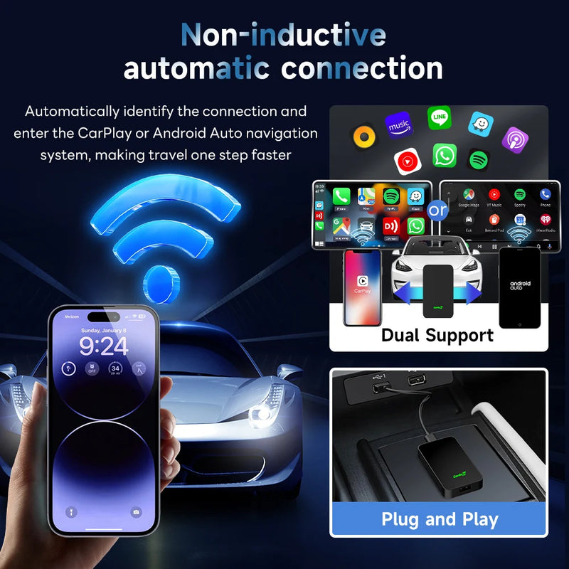 CarlinKit 5.0 Wireless CarPlay Wireless Android Auto Box 2.4G & 5.8Ghz