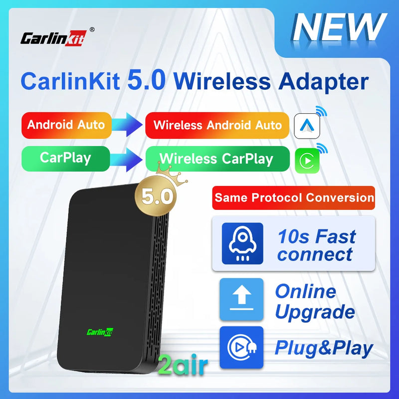 CarlinKit 5.0 Wireless CarPlay Wireless Android Auto Box 2.4G & 5.8Ghz